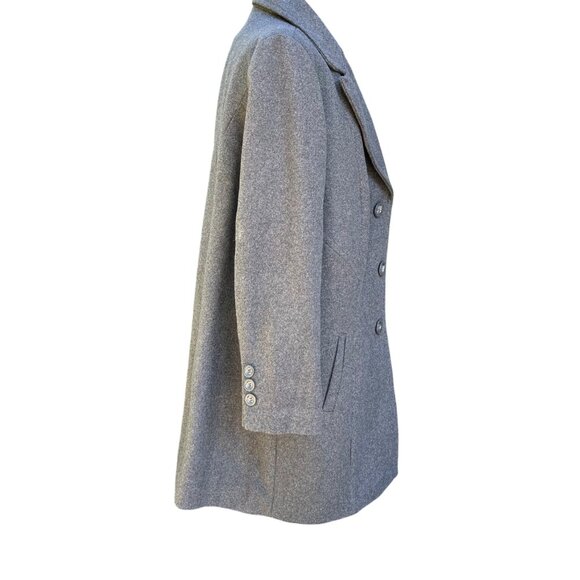 Alpine‎ Swiss Womens Gray Wool Blend Coat Double Breasted Long Overcoat 2XL - Picture 2 of 9